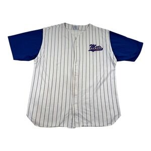 Vtg 80's New York Mets Jersey Mens XL White Pinstripe MLB Baseball Swingster USA